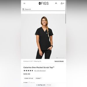 Figs black Catarina one-pocket scrub top